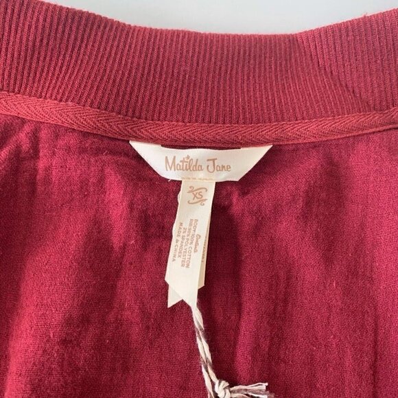 NWT Matilda Jane Women Burgundy Storyteller Bomber Jacket, XS - Picture 9 of 11